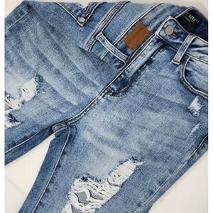 Judy‎ Blue Skinny Fit Distressed Jeans Women's Size 5/27 Blue Raw Hem 29" JB8814